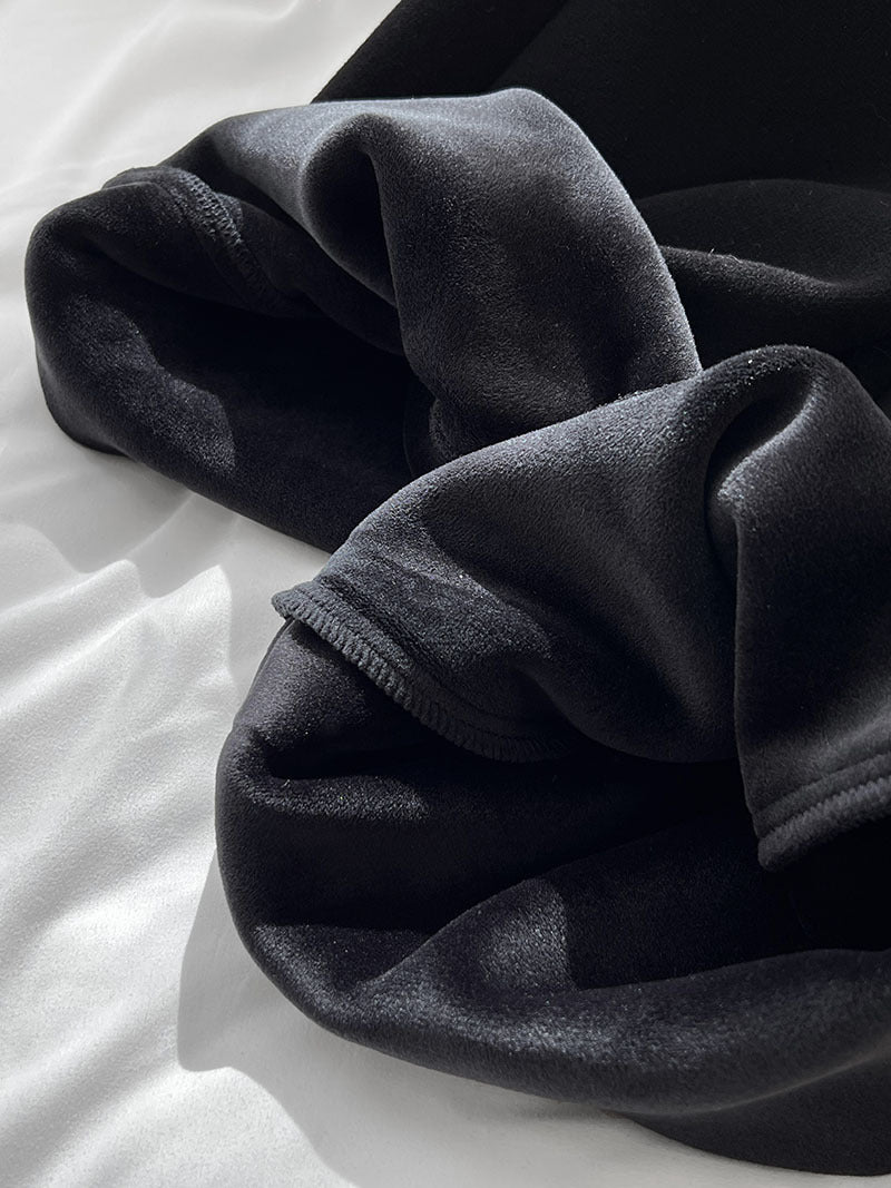 (48H出貨)韓系簡約加絨加厚百搭微喇叭休閒褲-2色