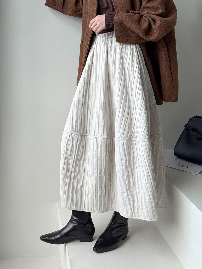 文藝復古高腰顯瘦百搭簡約半身裙-2色