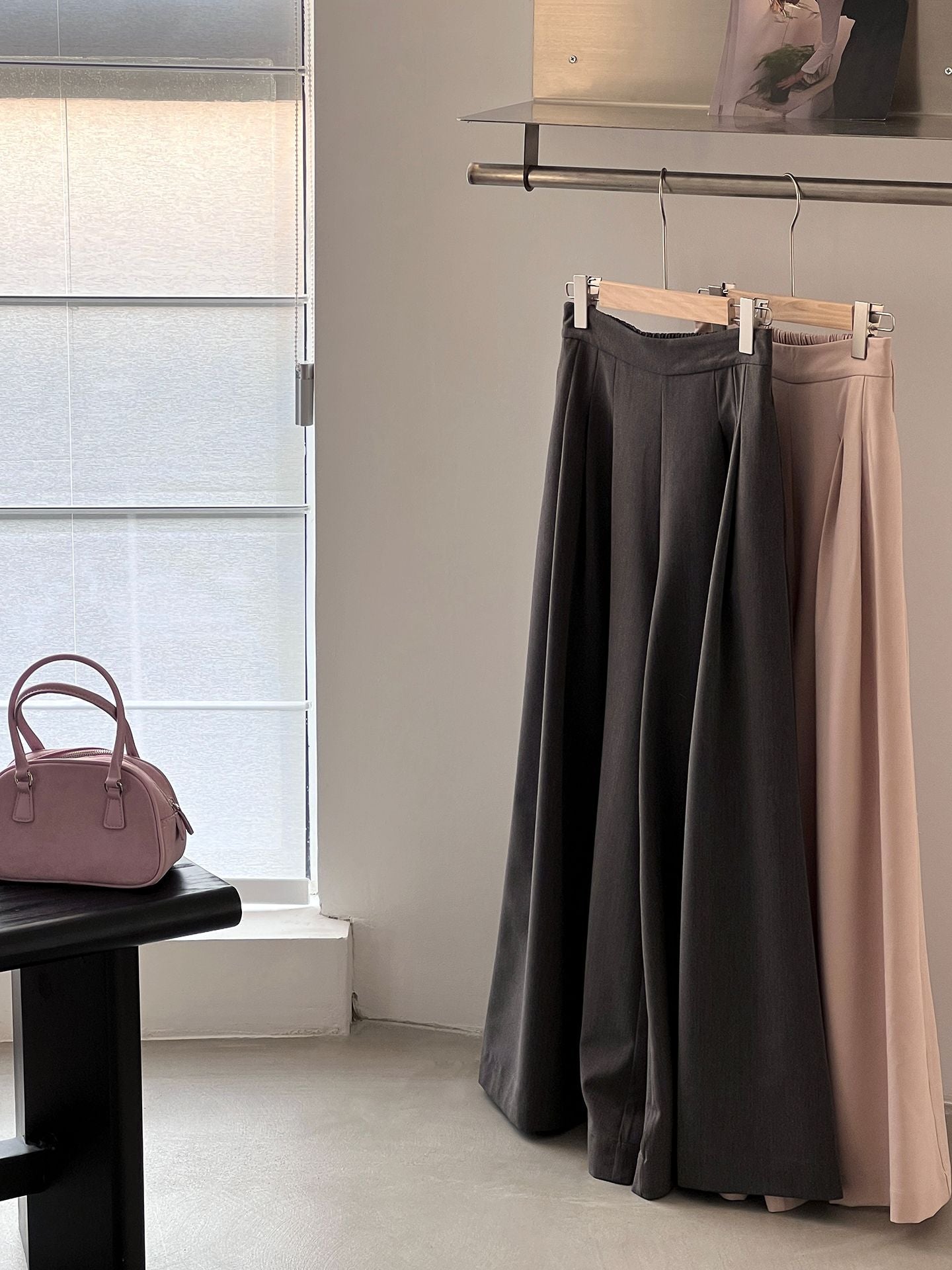 韓系氣質垂感顯瘦高腰西裝闊腿褲-2色