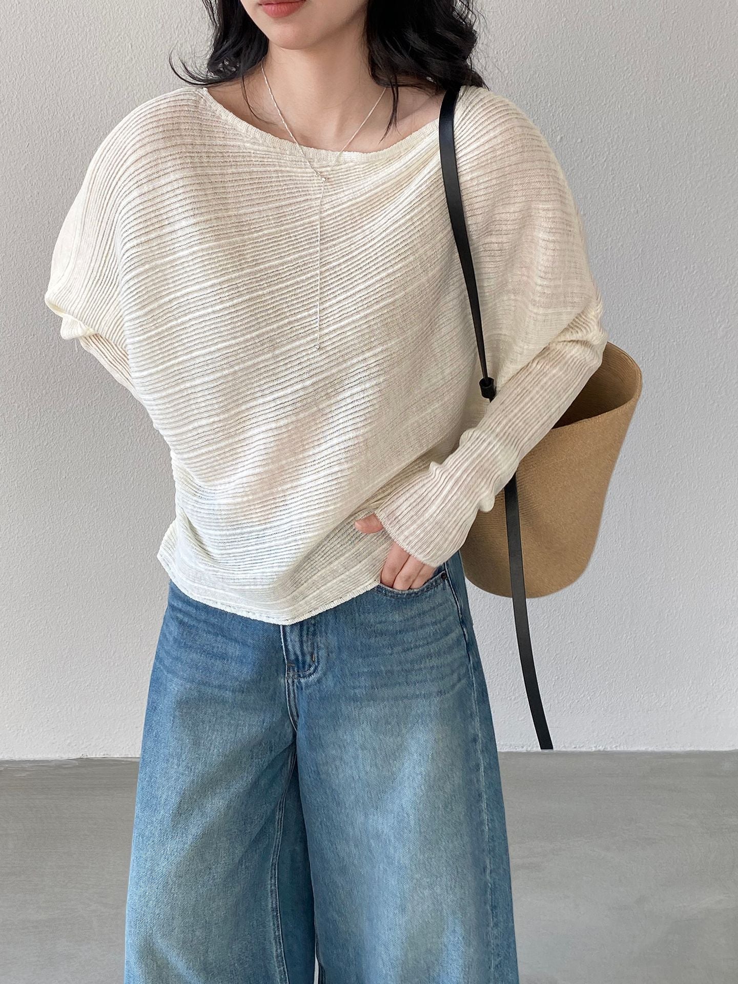 韓系氛圍感慵懶不規則蝙蝠袖針織衫-7色