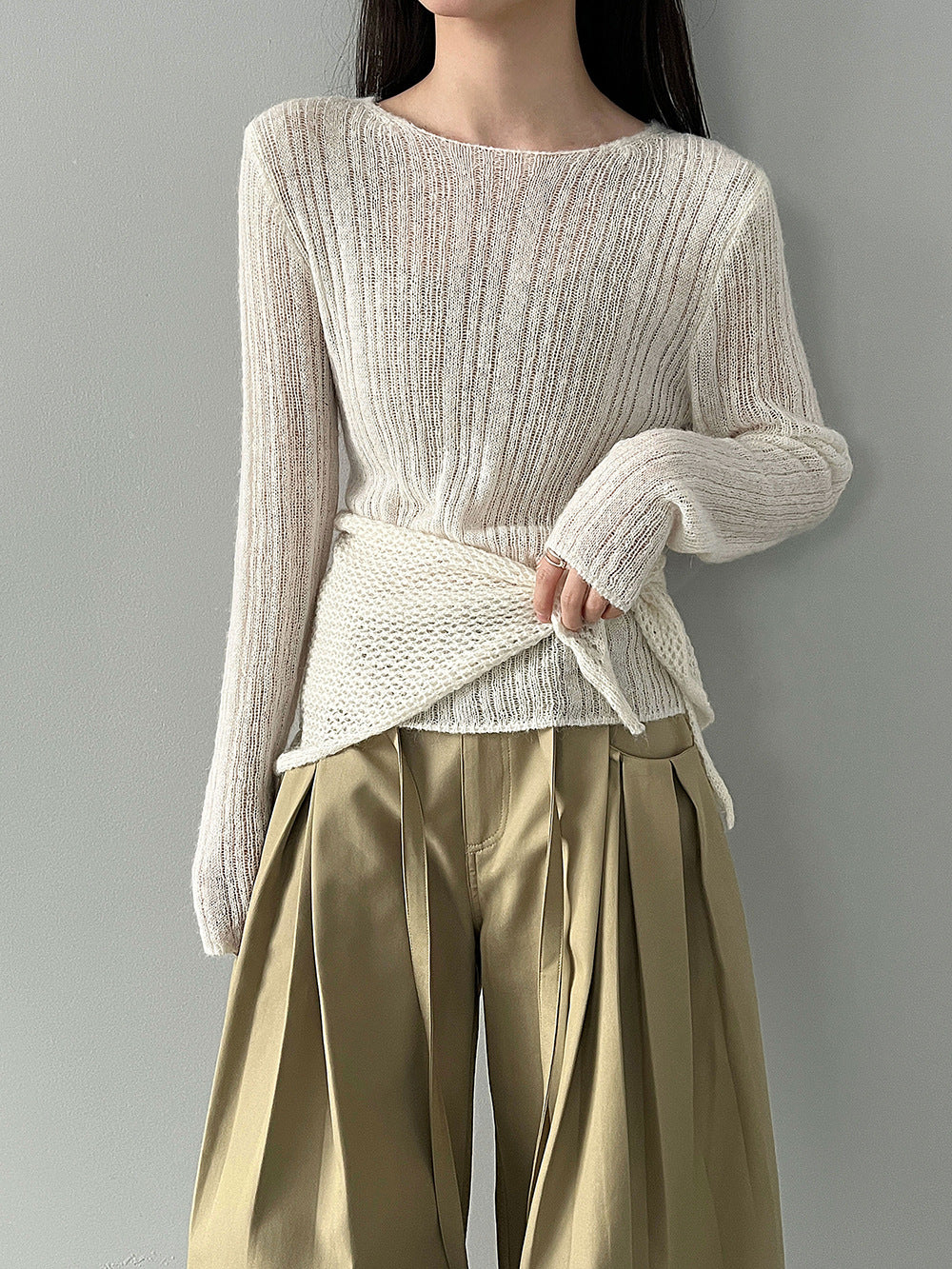 輕奢慵懶軟糯羊毛針織衫+披肩-兩件式套裝-5色