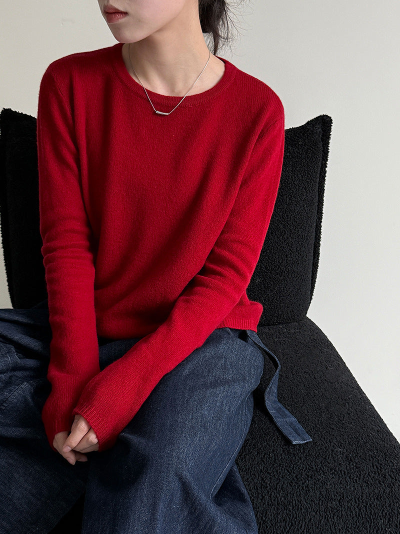 (48H出貨)韓系高級感百搭修身顯瘦羊毛針織打底衫-3色