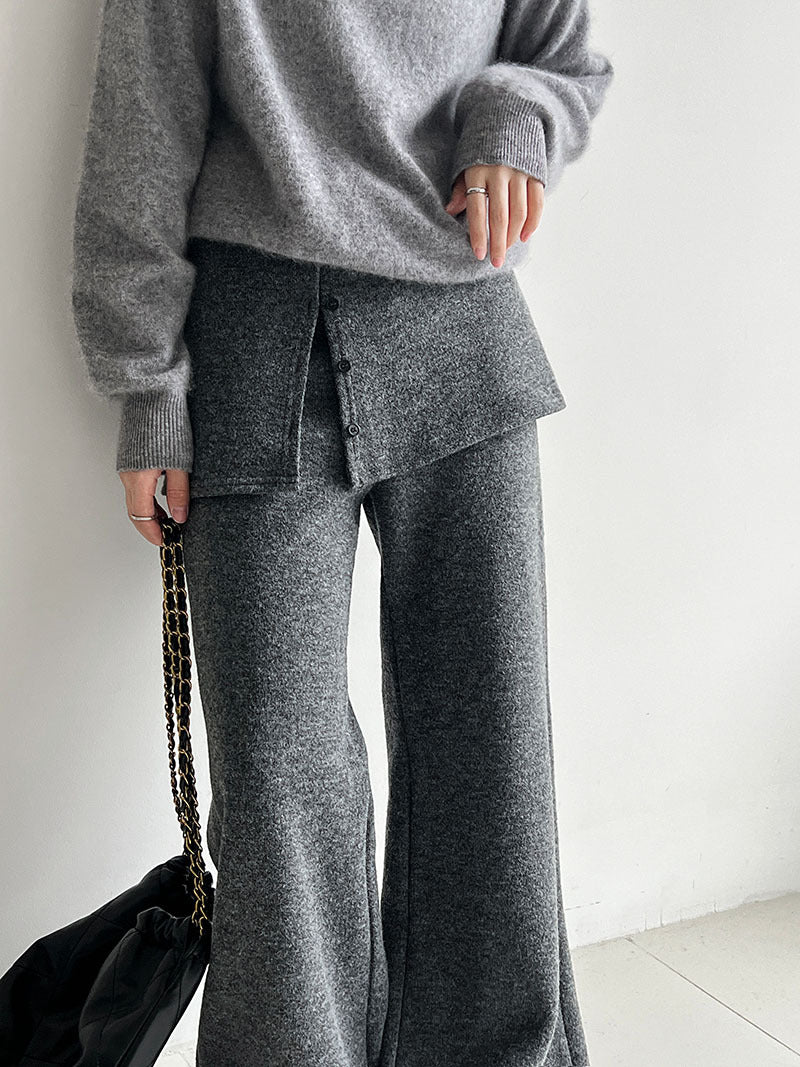 韓版時髦鬆弛顯瘦喇叭屁簾褲-2色