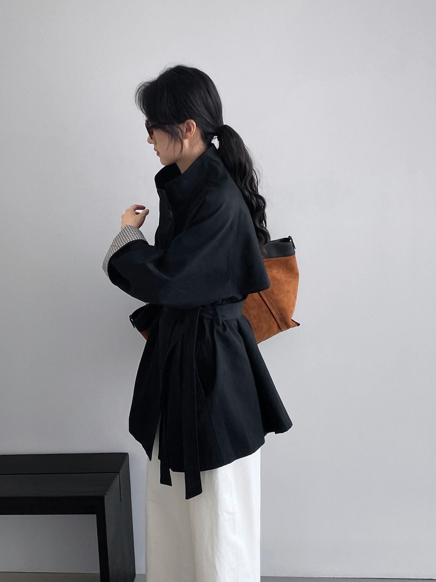 韓系復古英倫風立領寬鬆顯瘦收腰風衣外套-3色