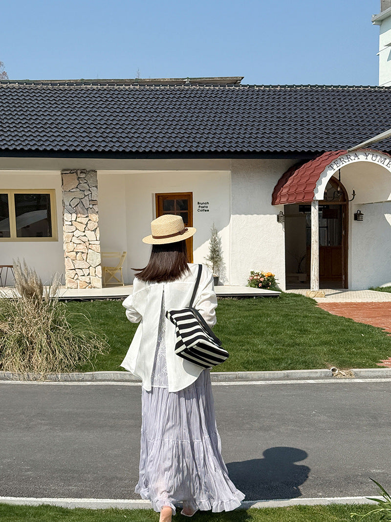 韓版氛圍感大裙襬純色寬鬆半身裙-2色