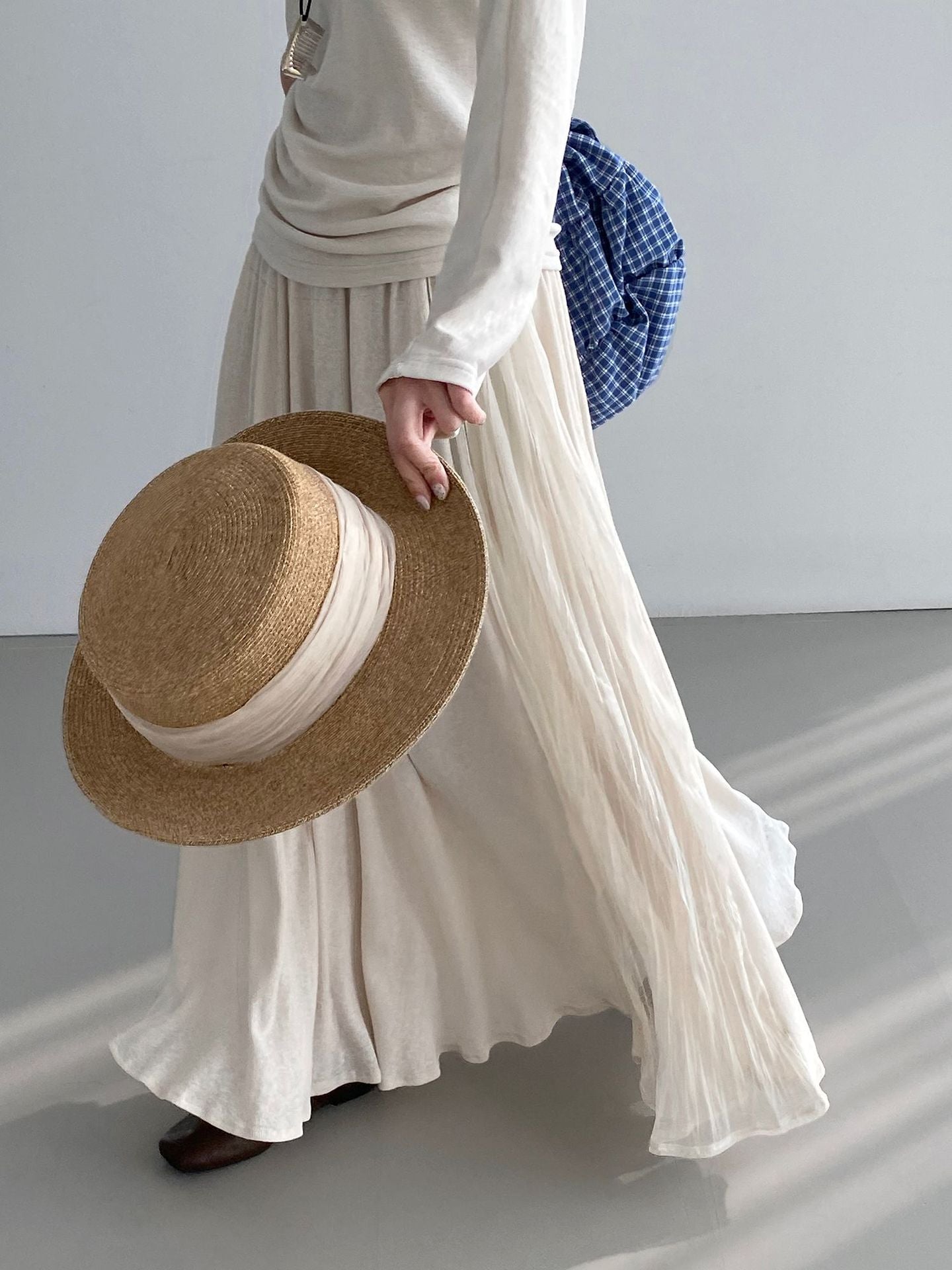 氛圍感文藝網紗拼接針織垂感半身裙