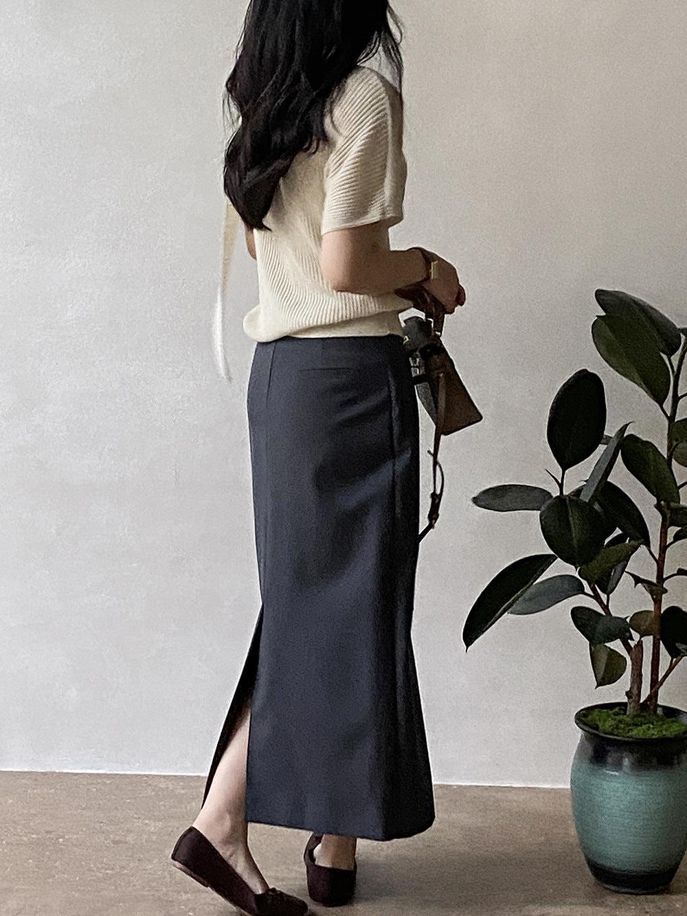 前後兩穿披肩針織T恤女 秋季小衆短袖簡約打底上衣-4色