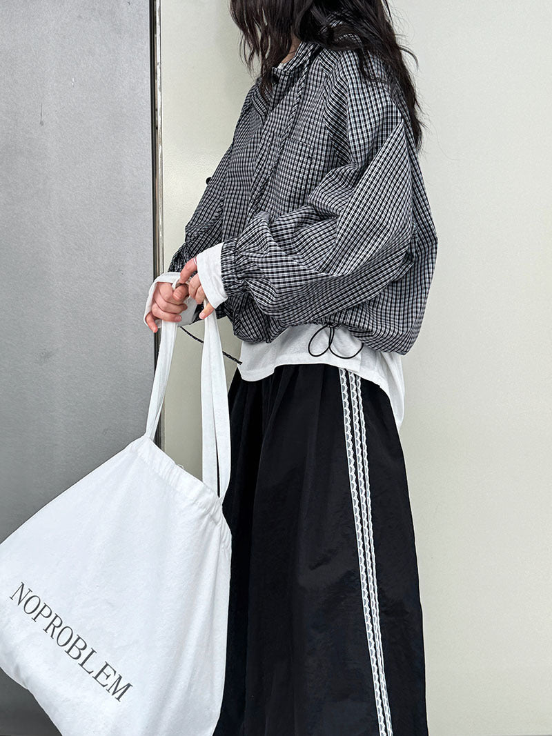 韓系復古連帽格子休閒寬鬆外套