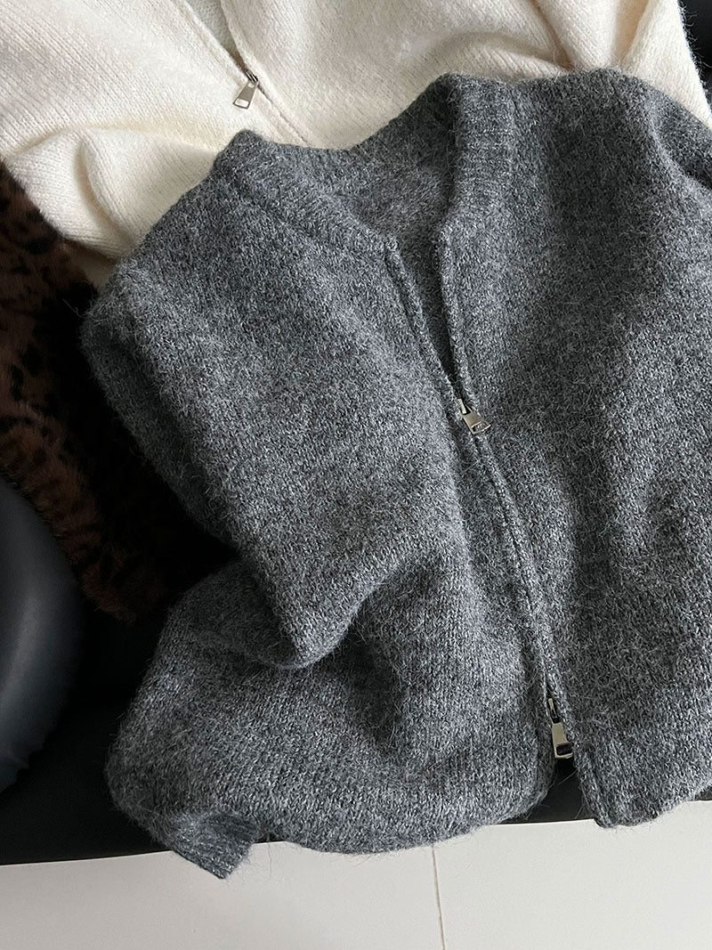 韓系軟糯休閒針織毛衣+卷邊A字短裙-兩件式套裝-3色