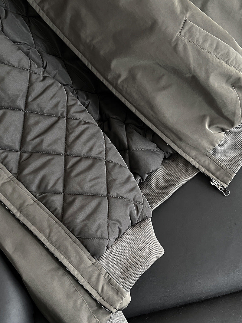 韓系保暖毛毛領夾棉夾克外套-2色