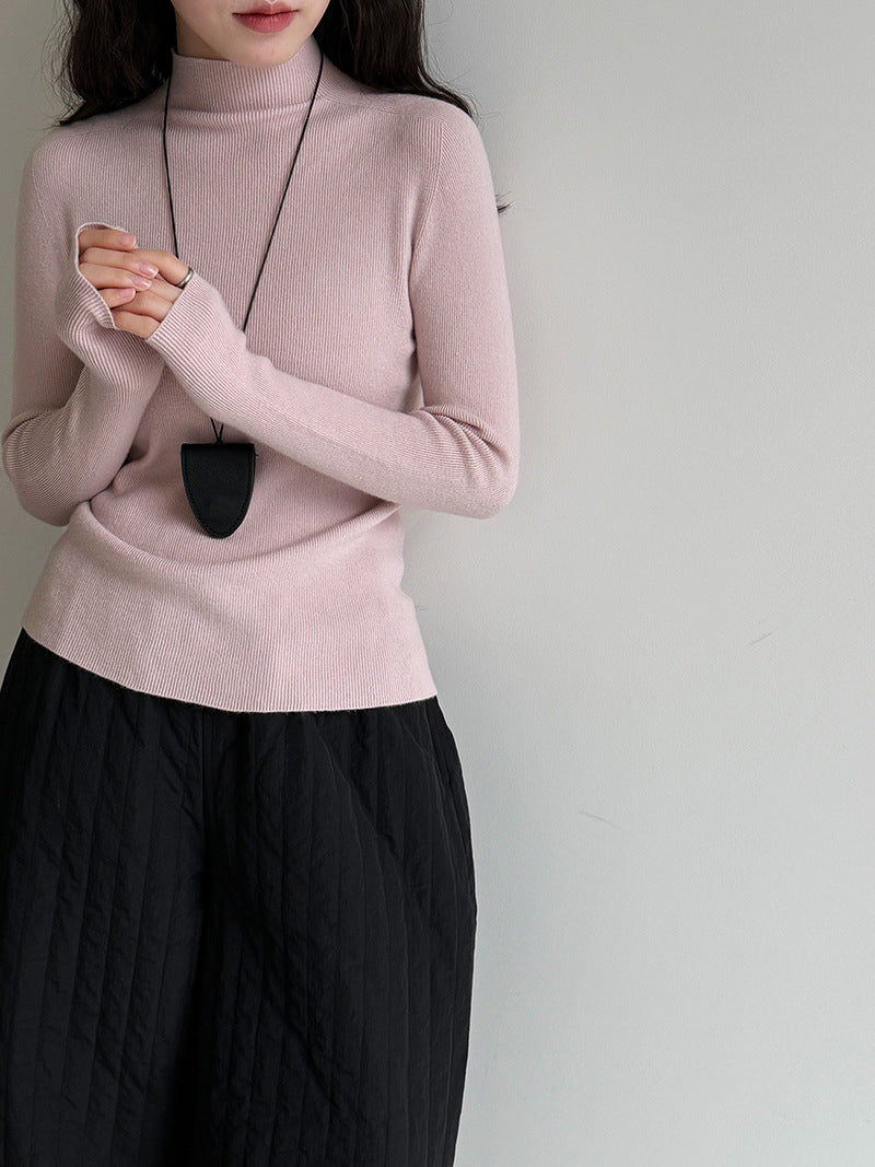 羊毛半高領無縫修身顯瘦內搭打底衫-8色