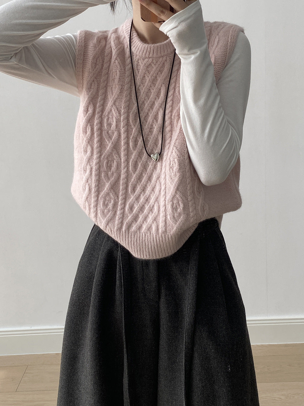 (48H出貨)糖果色圓領麻花軟糯針織背心馬甲-6色