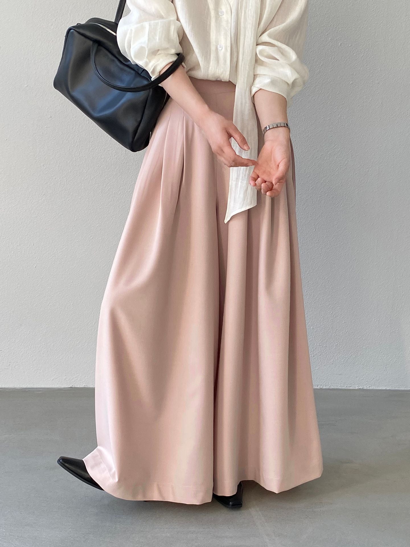 韓系氣質垂感顯瘦高腰西裝闊腿褲-2色