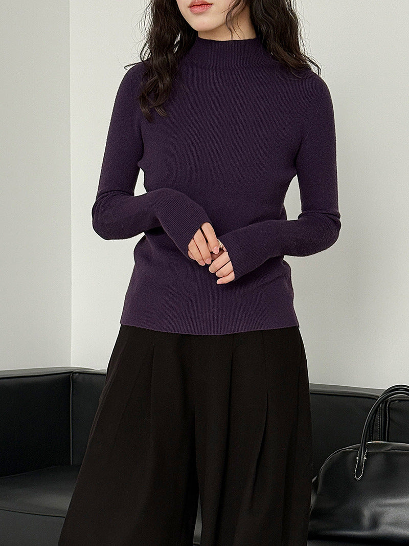 羊毛半高領無縫修身顯瘦內搭打底衫-8色