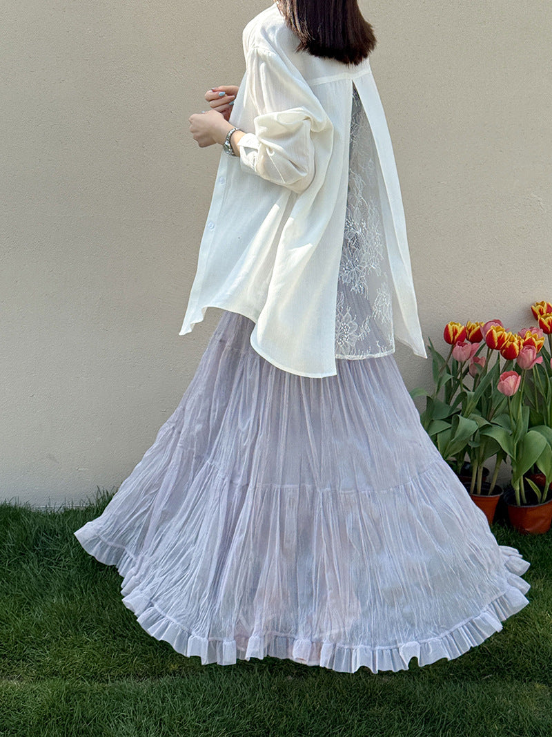 韓版氛圍感大裙襬純色寬鬆半身裙-2色