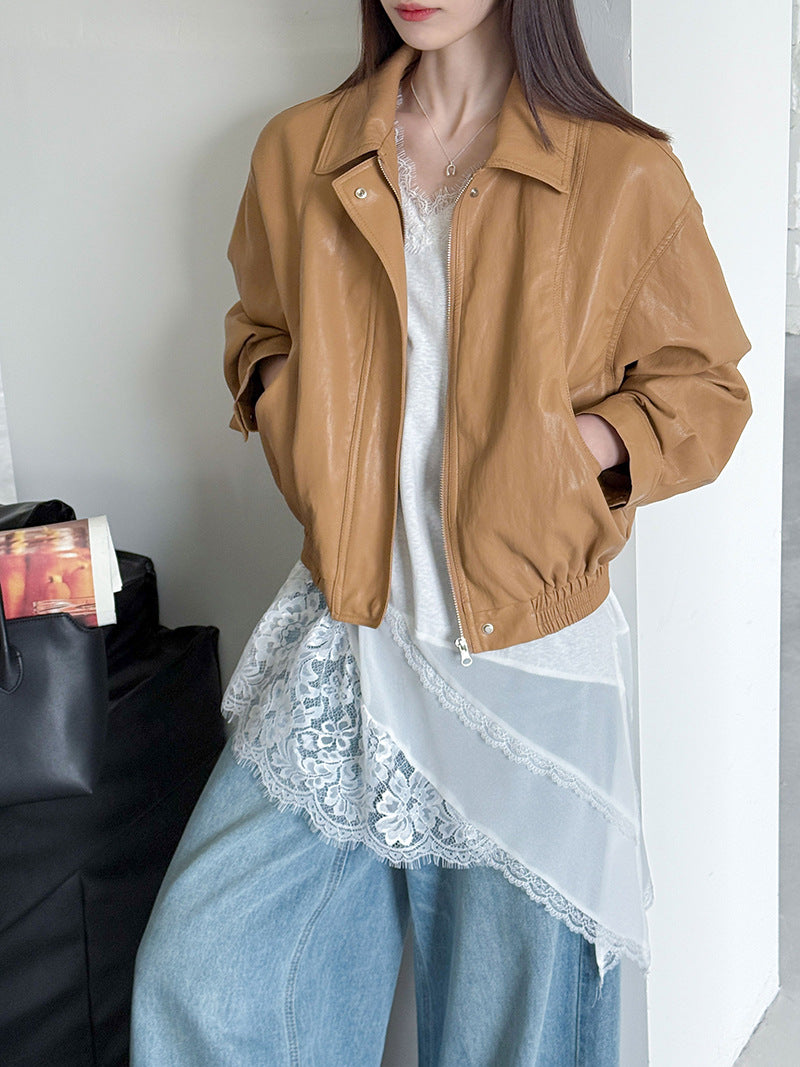 韓系不規則中長款疊穿蕾絲花邊短袖背心上衣-2色