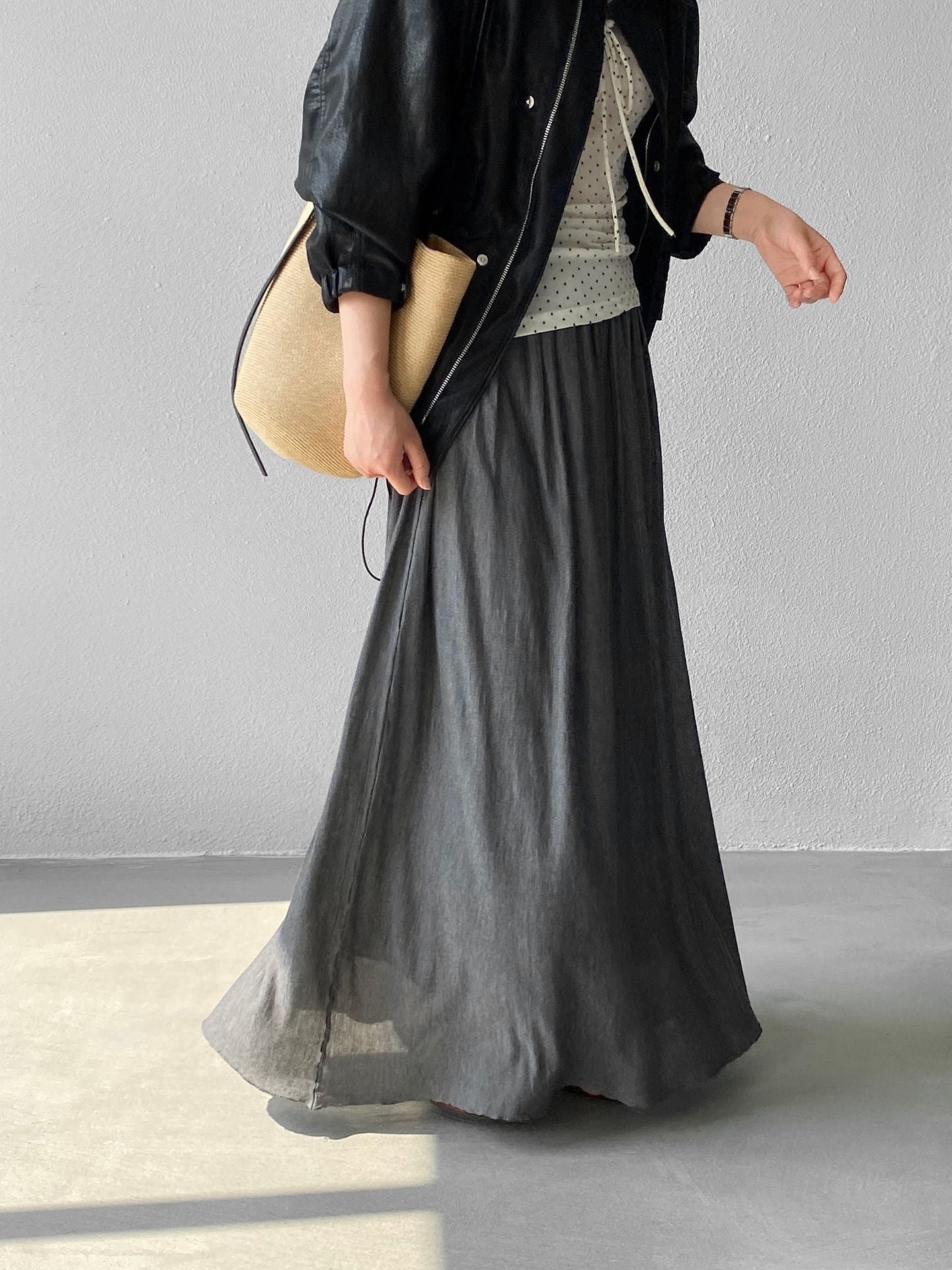 天絲垂墜感氣質優雅百褶半身裙-4色