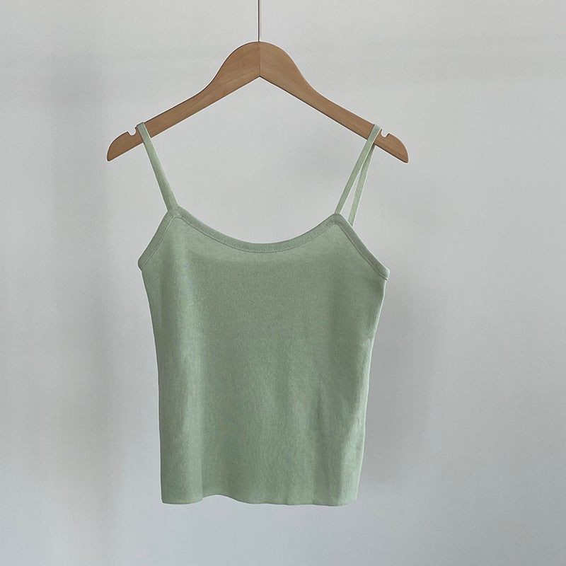 韓系鏤空V領防曬針織罩衫+吊帶上衣-兩件式套裝-4色