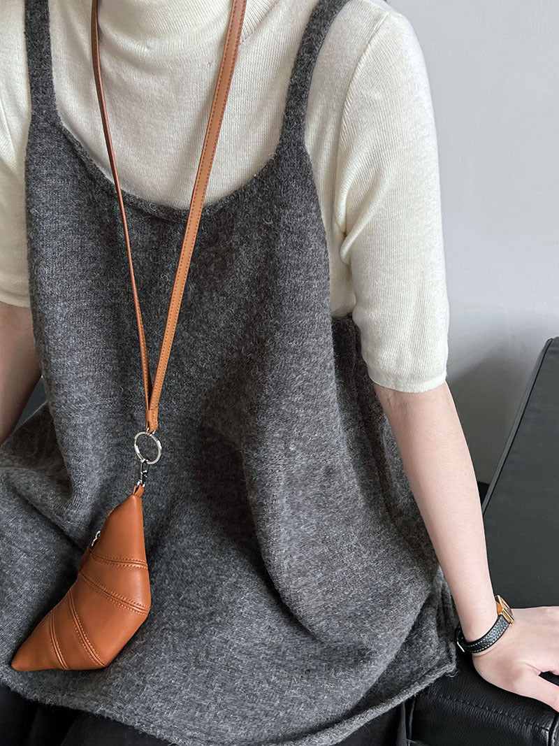 韓系慵懶風U領氣質針織吊帶背心上衣-4色