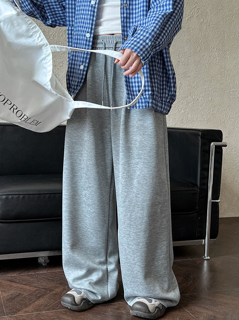 (48H出貨)慵懶風顯瘦空氣層垂感拖地棉褲-3色