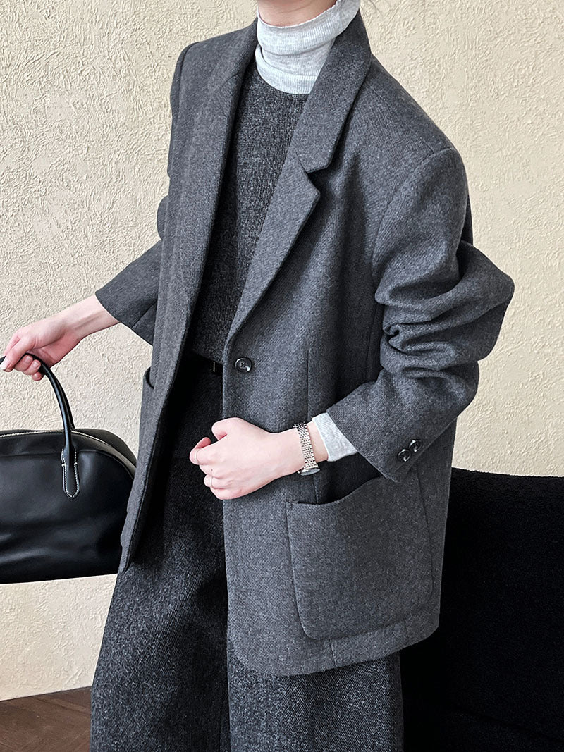 韓版50%羊毛闊氣大版西裝外套-2色