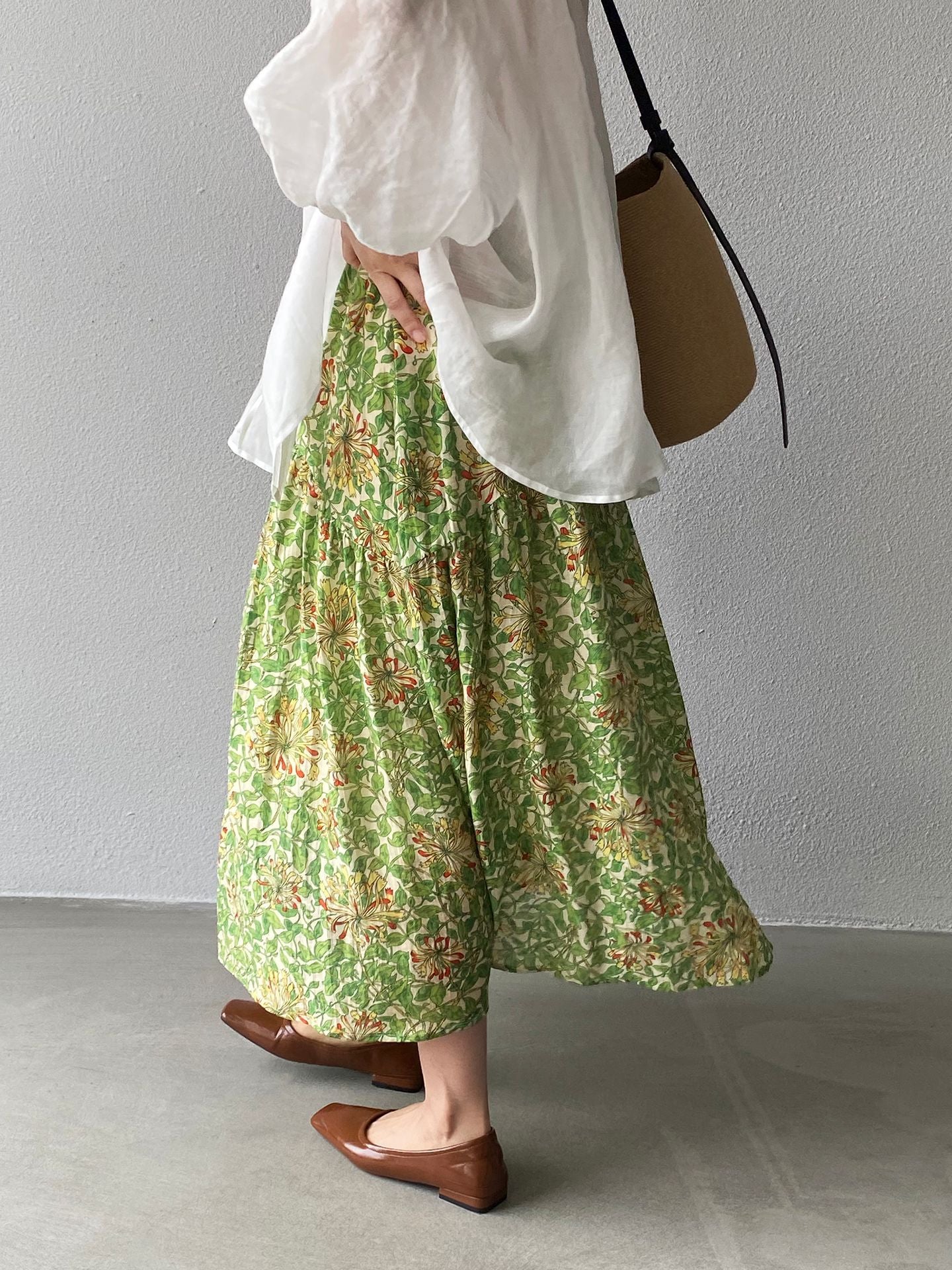 韓系夏田園浪漫小清新碎花半身裙