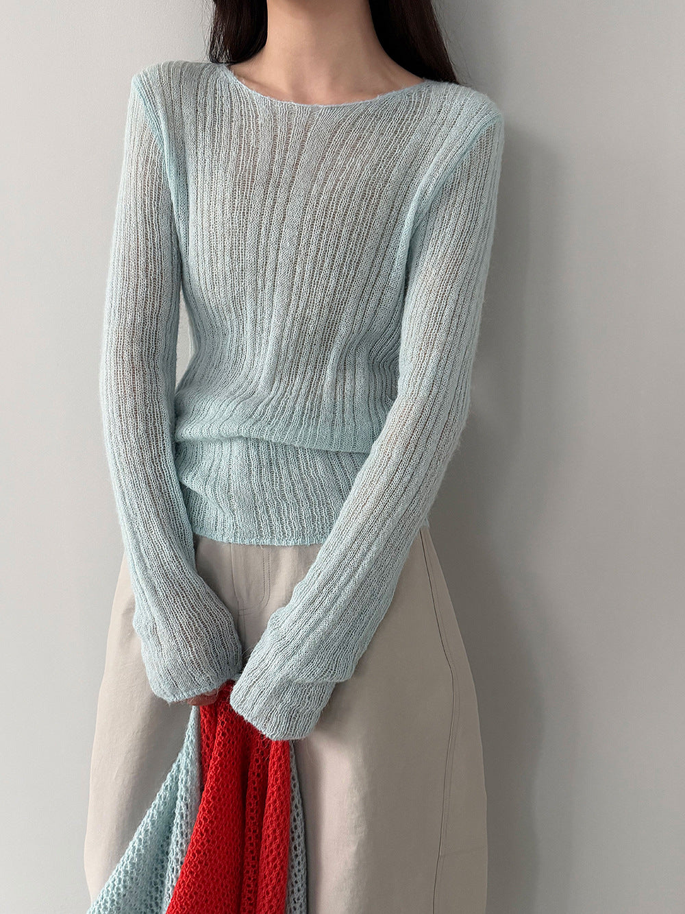 輕奢慵懶軟糯羊毛針織衫+披肩-兩件式套裝-5色