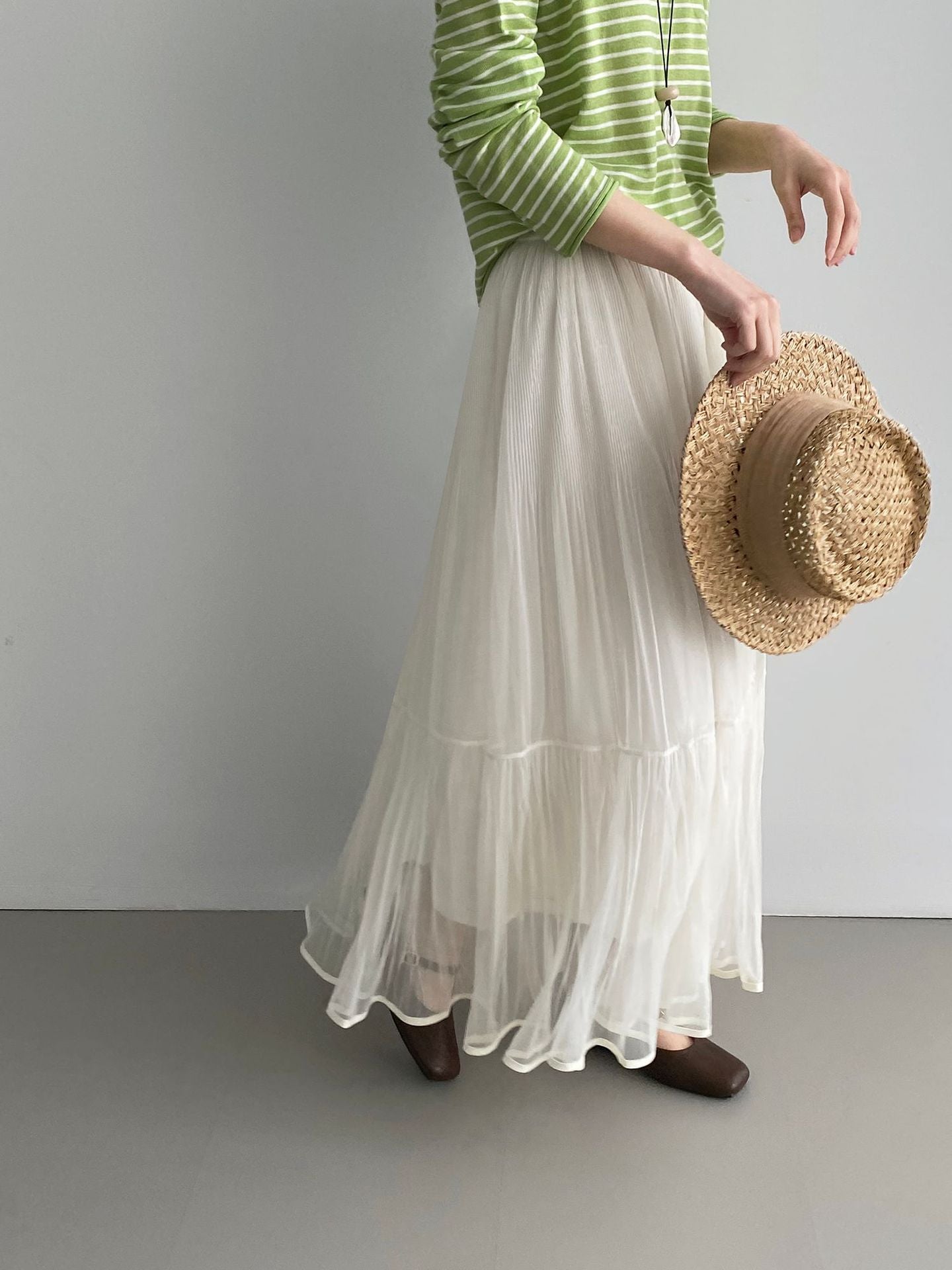 韓系溫柔飄逸網紗拼接百搭浪漫半身裙-3色