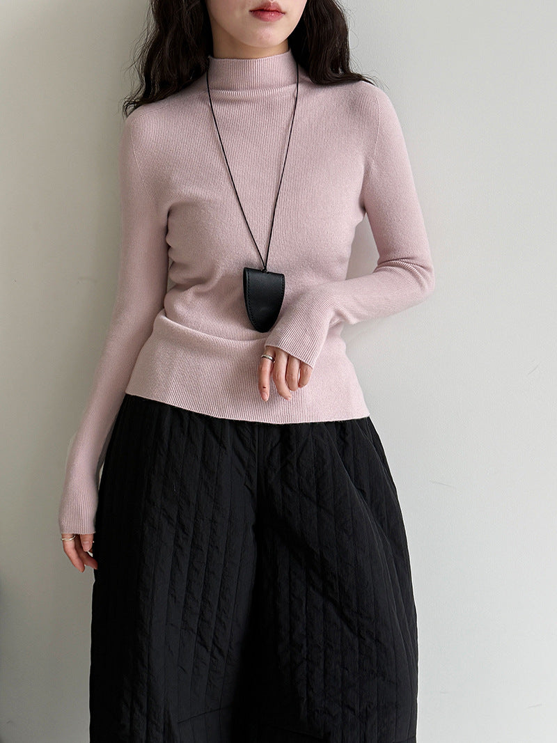 羊毛半高領無縫修身顯瘦內搭打底衫-8色