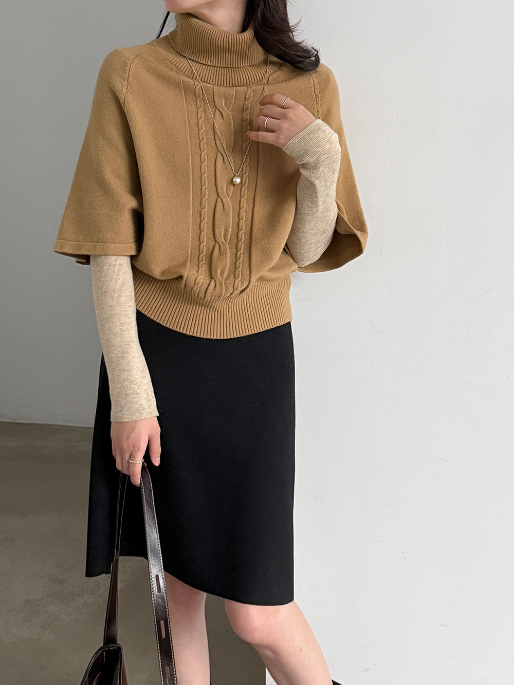 韓式高腰磨毛直筒A字包臀通勤半身裙-2色