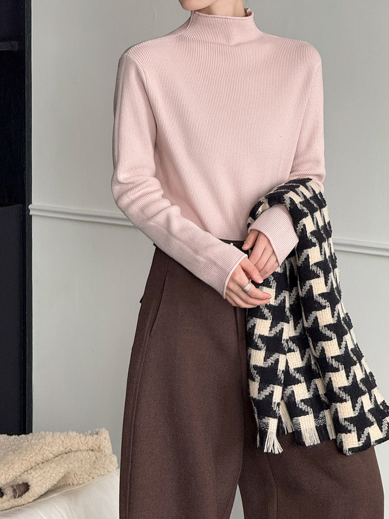 (48H出貨)軟糯套頭半高領長袖打底衫-6色