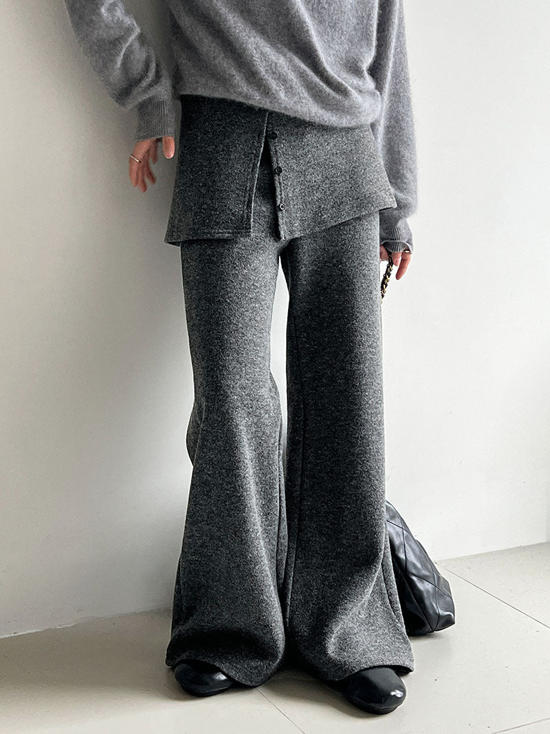 韓版時髦鬆弛顯瘦喇叭屁簾褲-2色