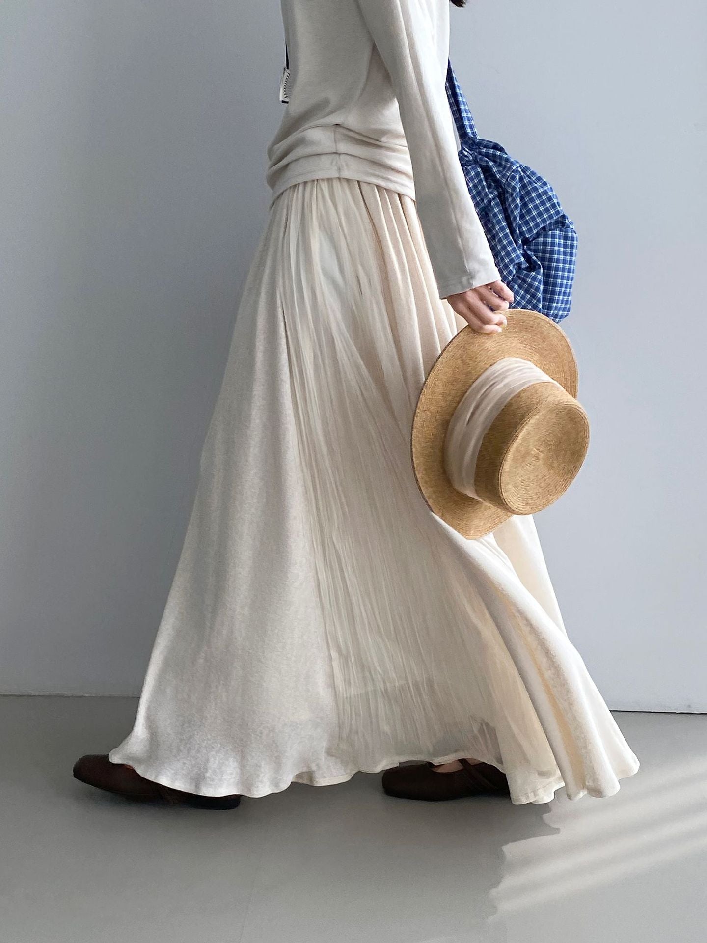 氛圍感文藝網紗拼接針織垂感半身裙