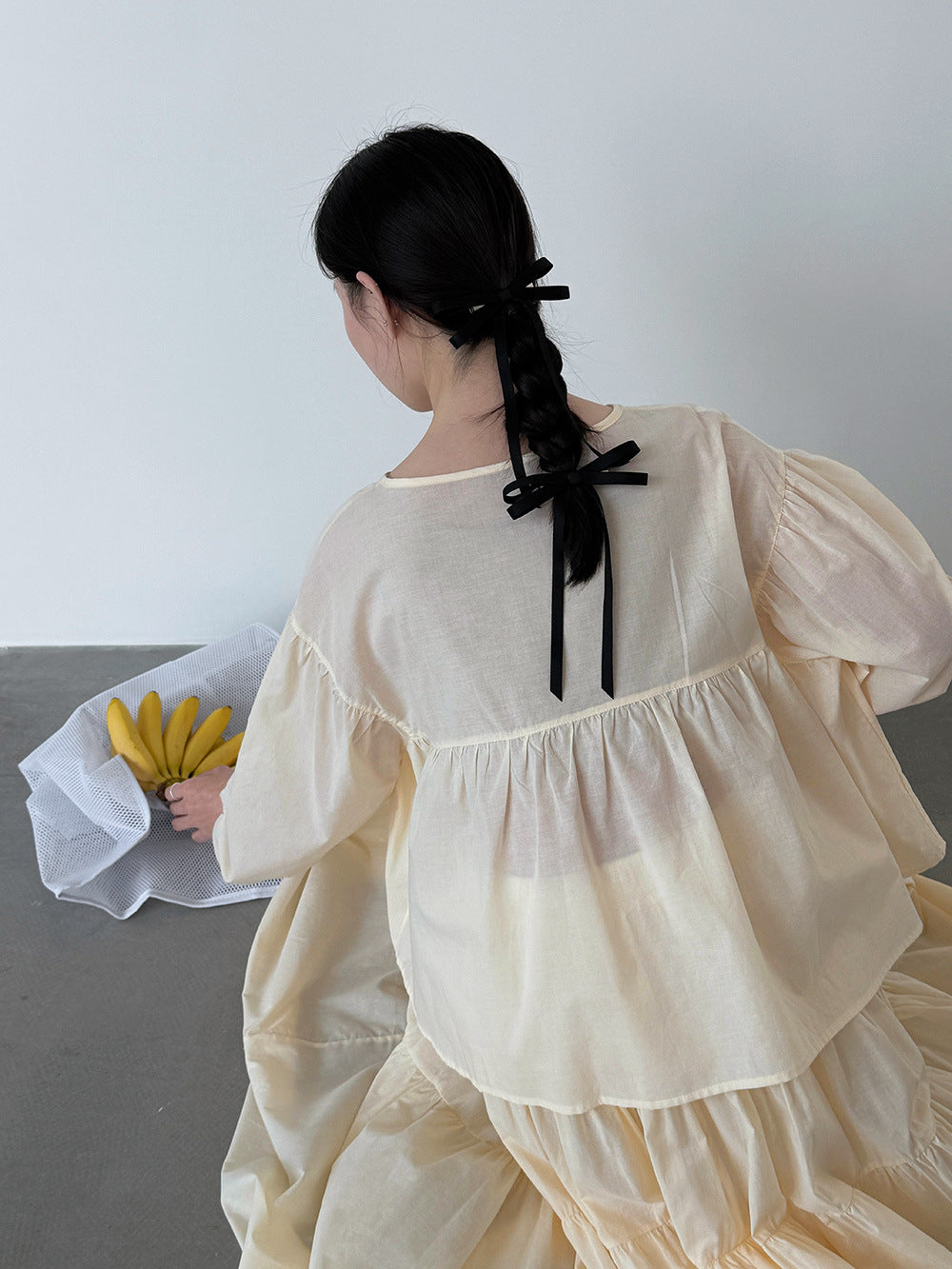 春感甜美娃娃衫+褶皺大擺半身裙-兩件式套裝-2色