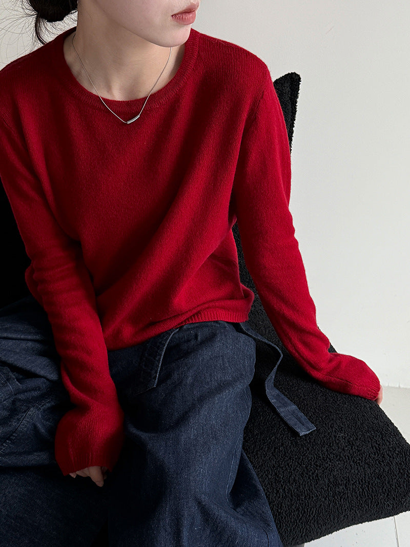 (48H出貨)韓系高級感百搭修身顯瘦羊毛針織打底衫-3色