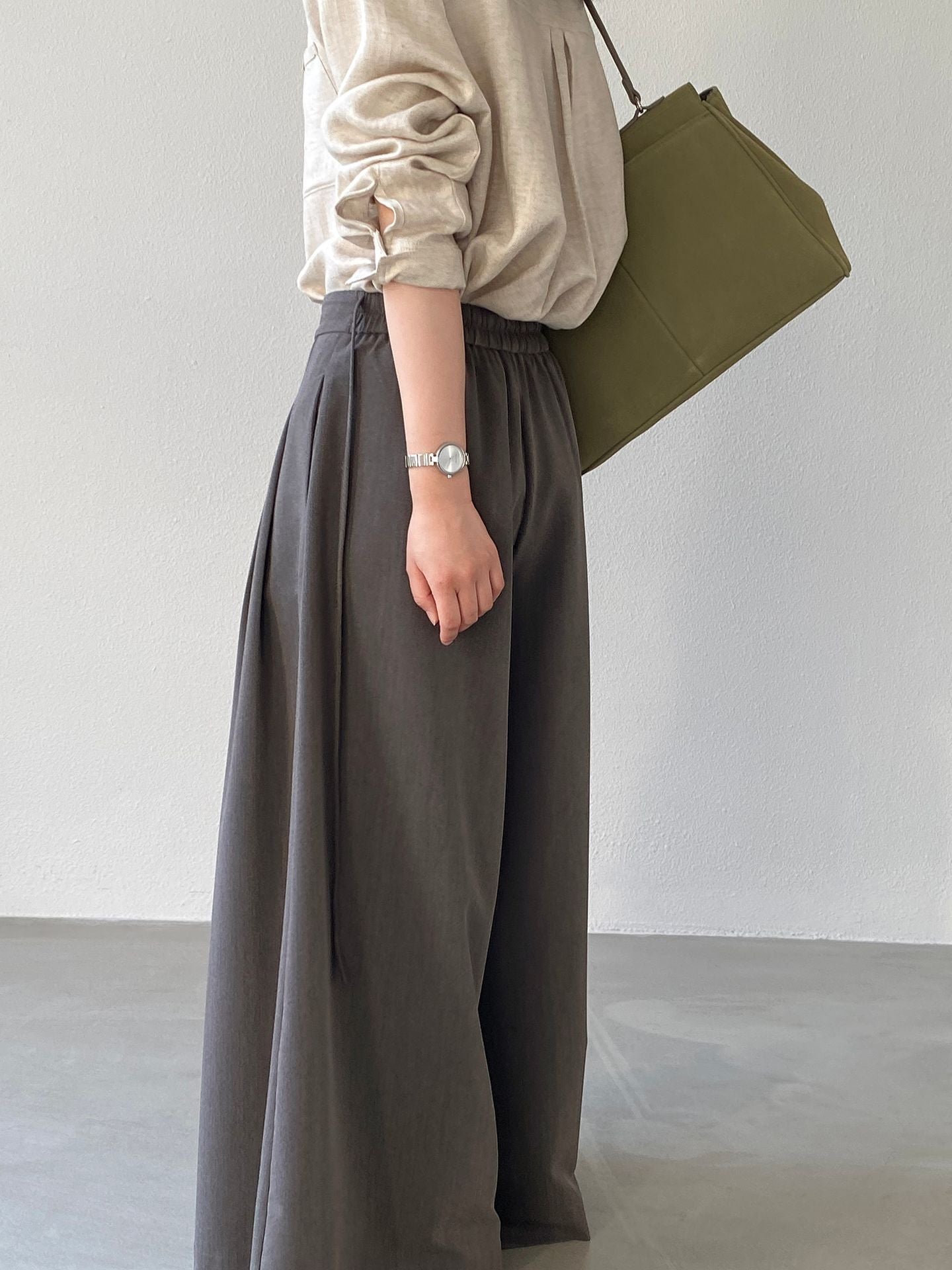 韓系氣質垂感顯瘦高腰西裝闊腿褲-2色