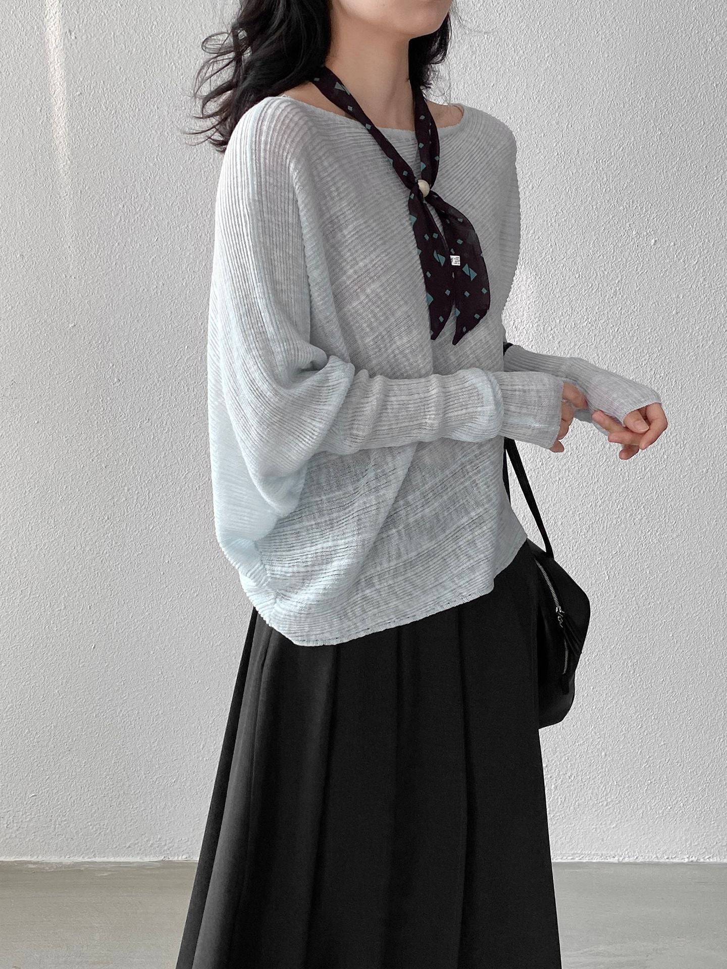 韓系氛圍感慵懶不規則蝙蝠袖針織衫-7色