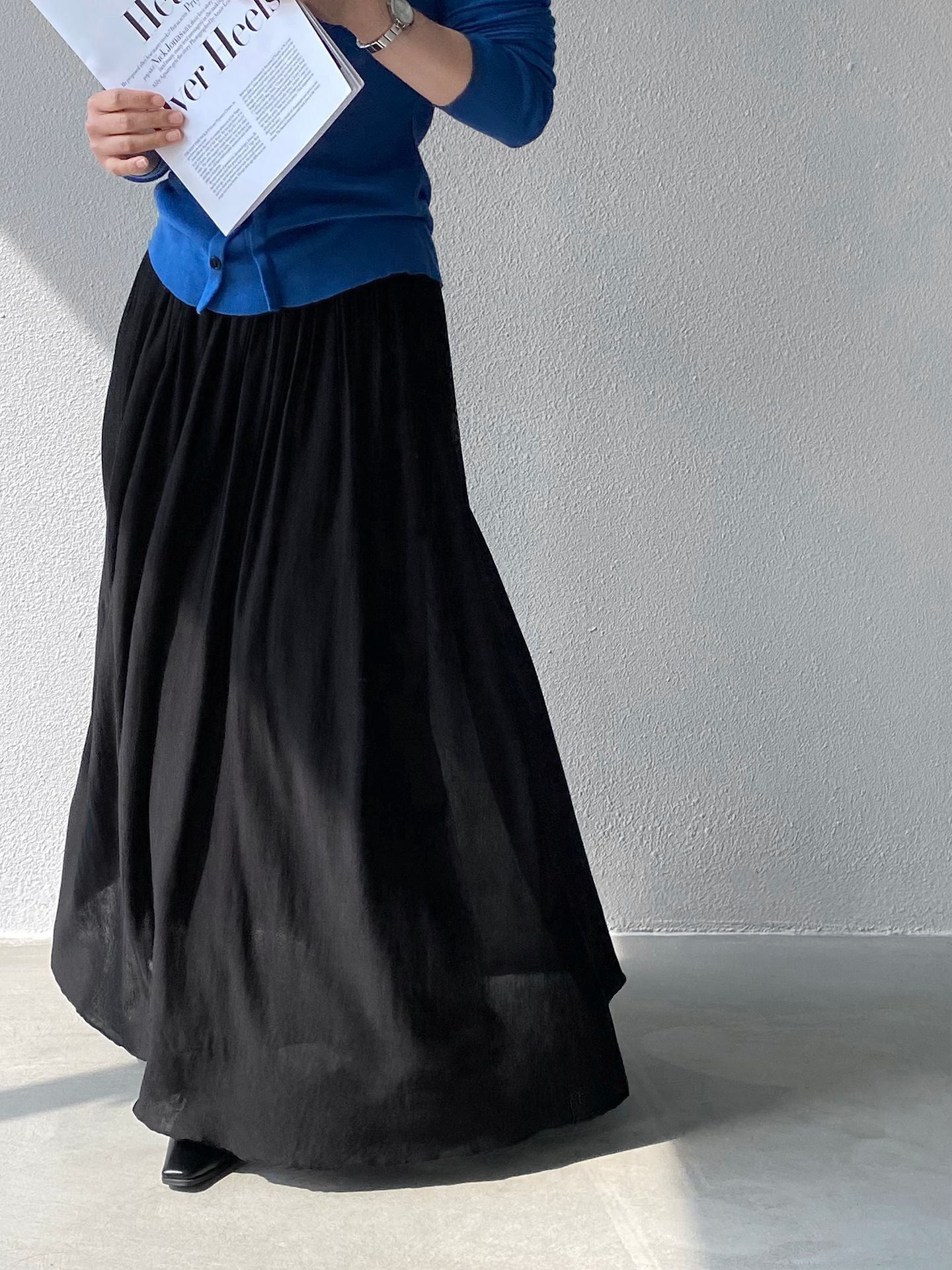 天絲垂墜感氣質優雅百褶半身裙-4色