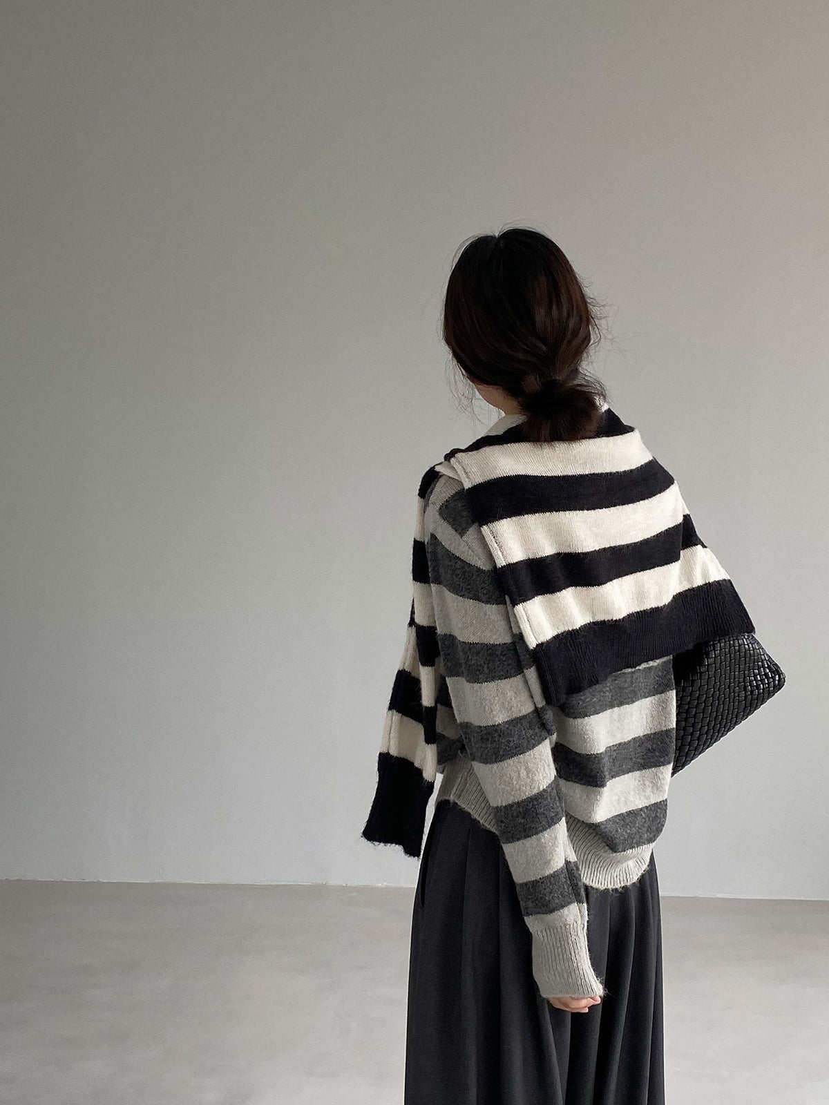 韓系顯瘦V領撞色條紋針織毛衣-4色