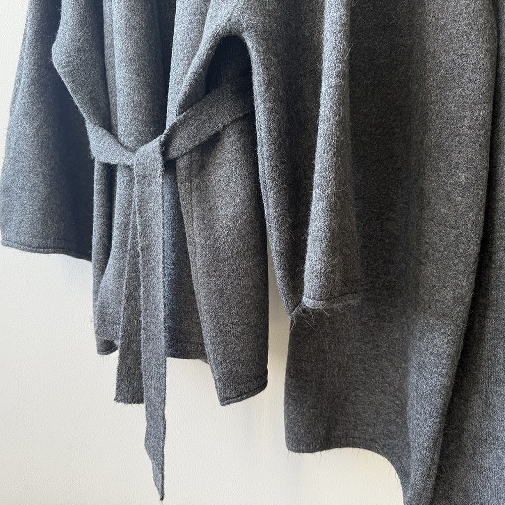 (48H出貨)高級慵懶風繫帶針織開衫+高腰闊腿褲-兩件式套裝-3色