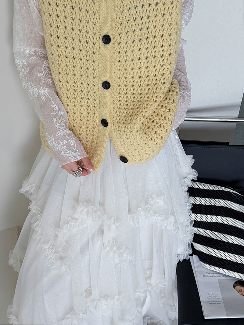 復古百搭鏤空坎肩針織馬甲上衣-4色