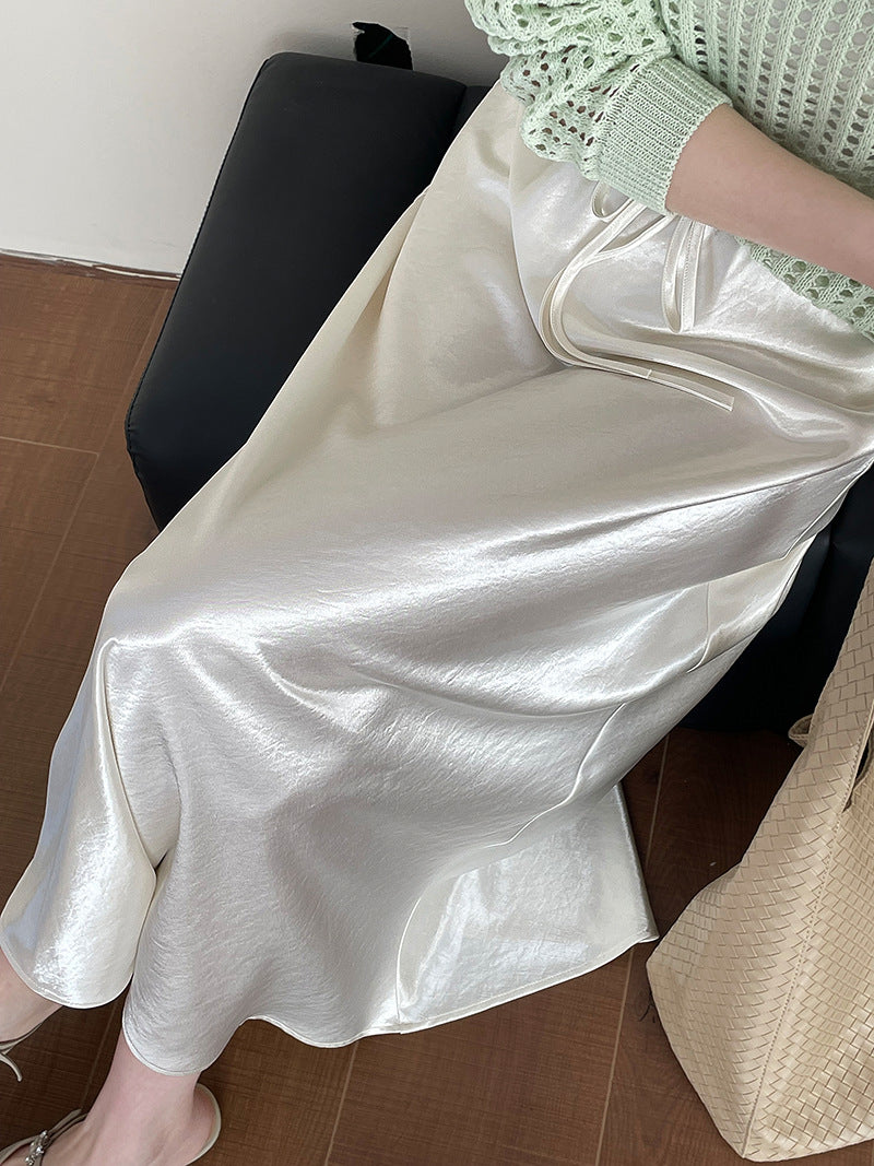 顯瘦絲滑垂感緞面魚尾半身裙-3色