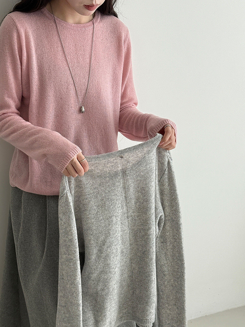 (48H出貨)韓系高級感百搭修身顯瘦羊毛針織打底衫-3色