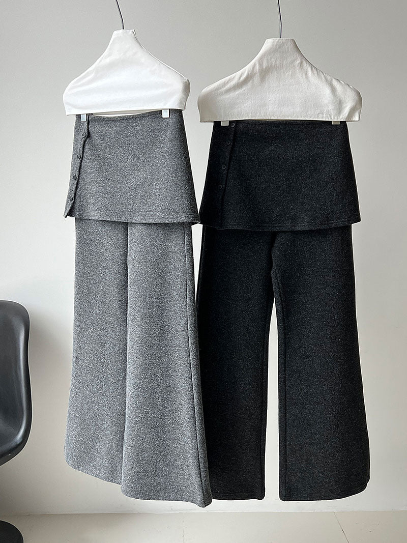 韓版時髦鬆弛顯瘦喇叭屁簾褲-2色