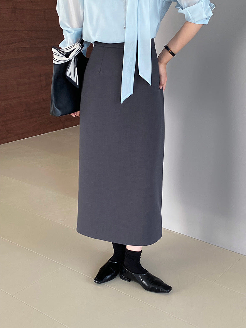 韓版高品質顯瘦西裝無袖馬甲+半身裙+配腰帶-三件式套裝