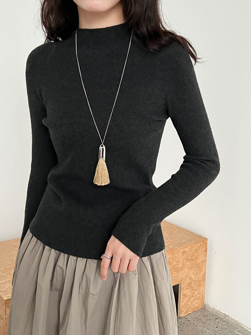 羊毛半高領無縫修身顯瘦內搭打底衫-8色