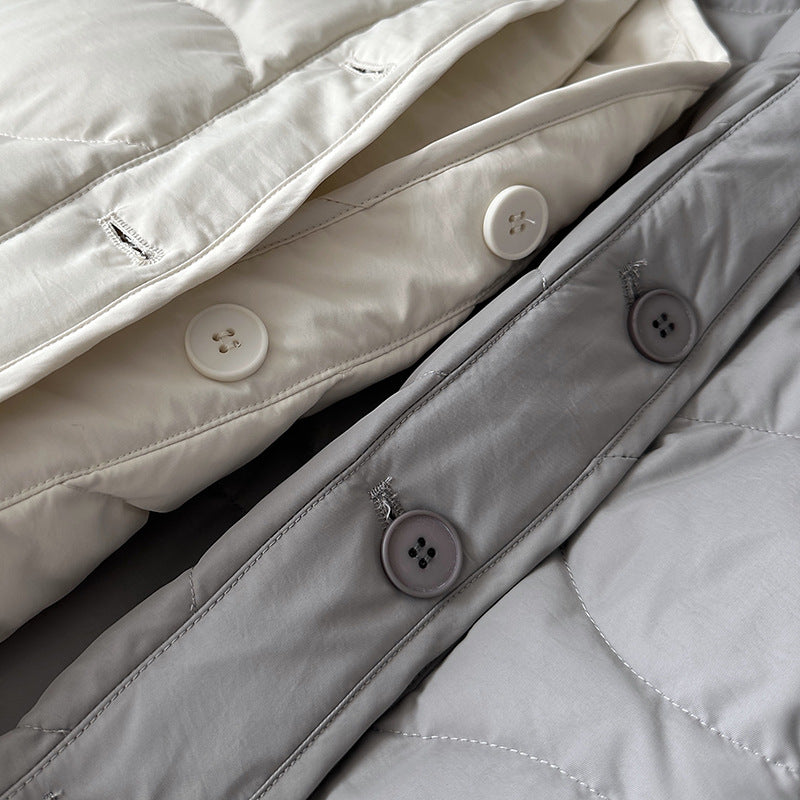 韓系90%白鴨絨菱格馬甲外套-2色