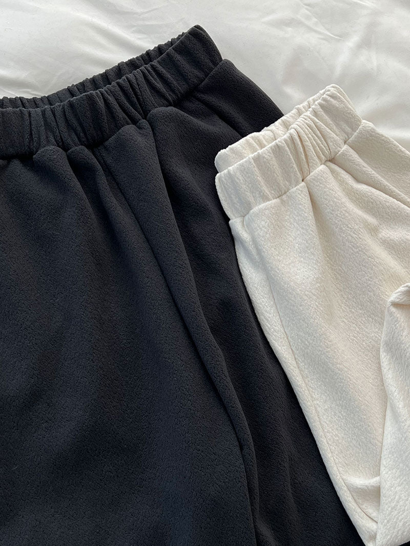 韓系隨性肌理感高腰鬆緊休閒長褲-4色