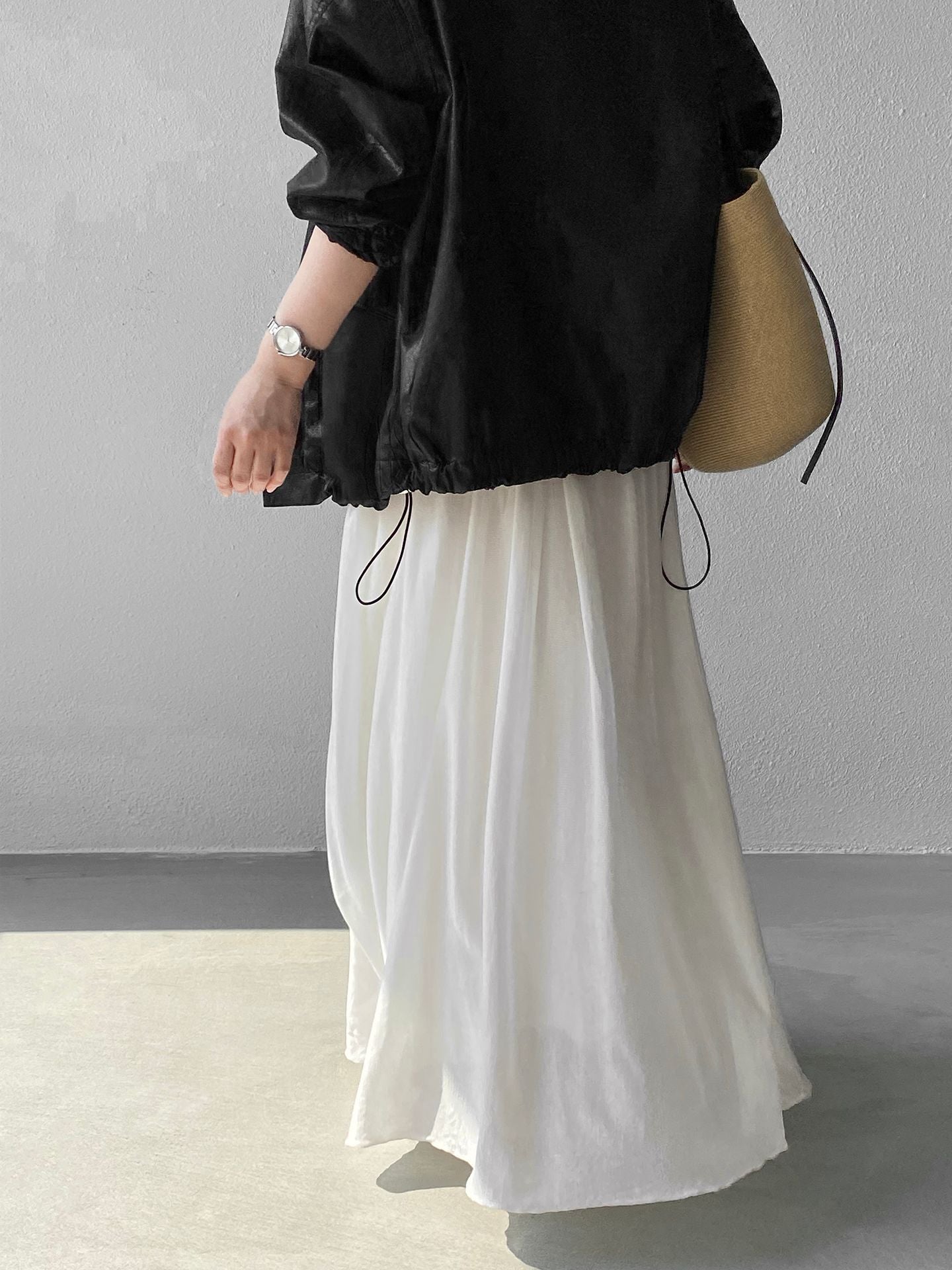 天絲垂墜感氣質優雅百褶半身裙-4色