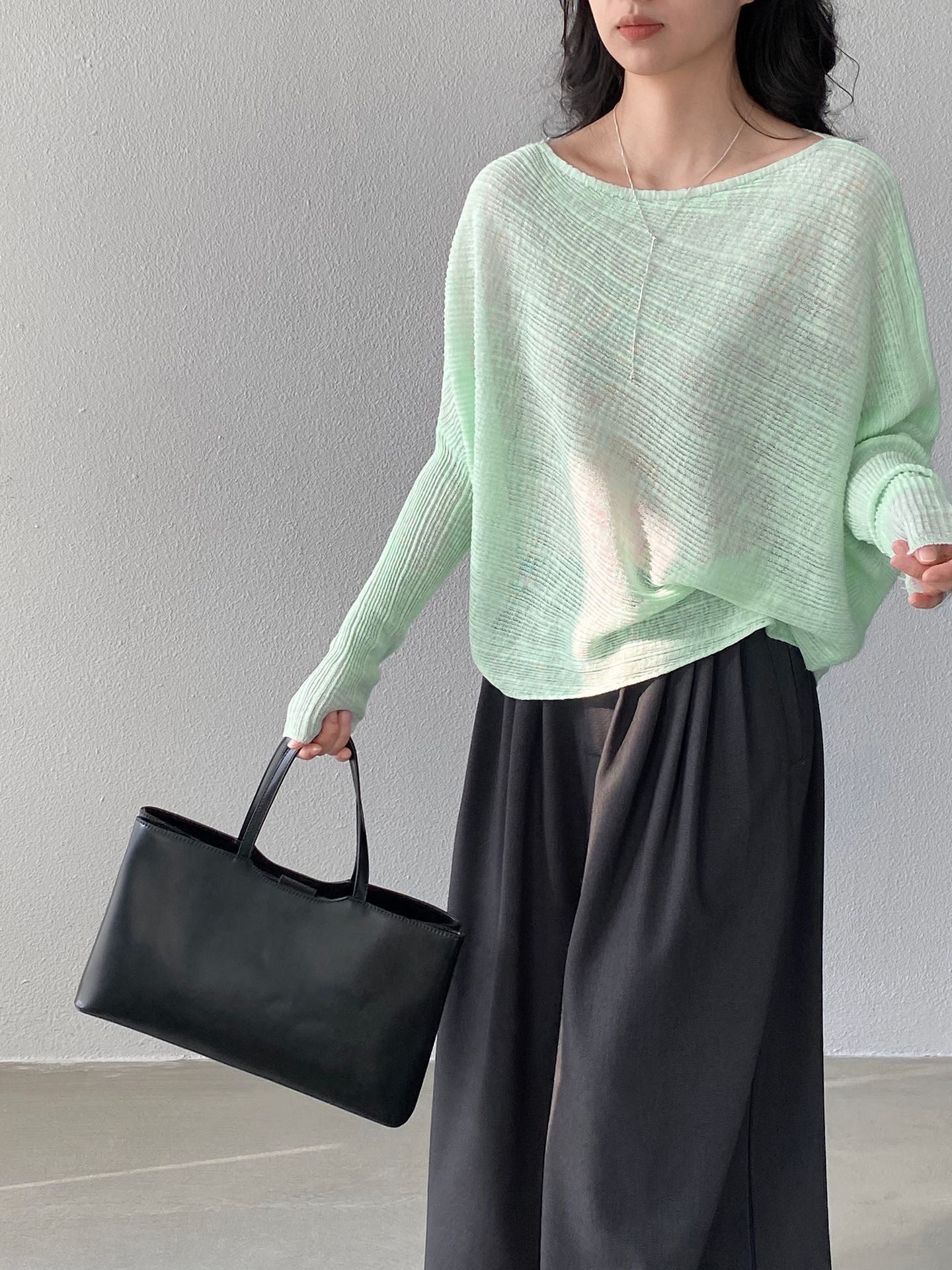 韓系氛圍感慵懶不規則蝙蝠袖針織衫-7色